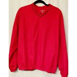 Men's Golf Windbreaker Golf Champions Tour Gold Pull-Over Red V-Neck Size Medium